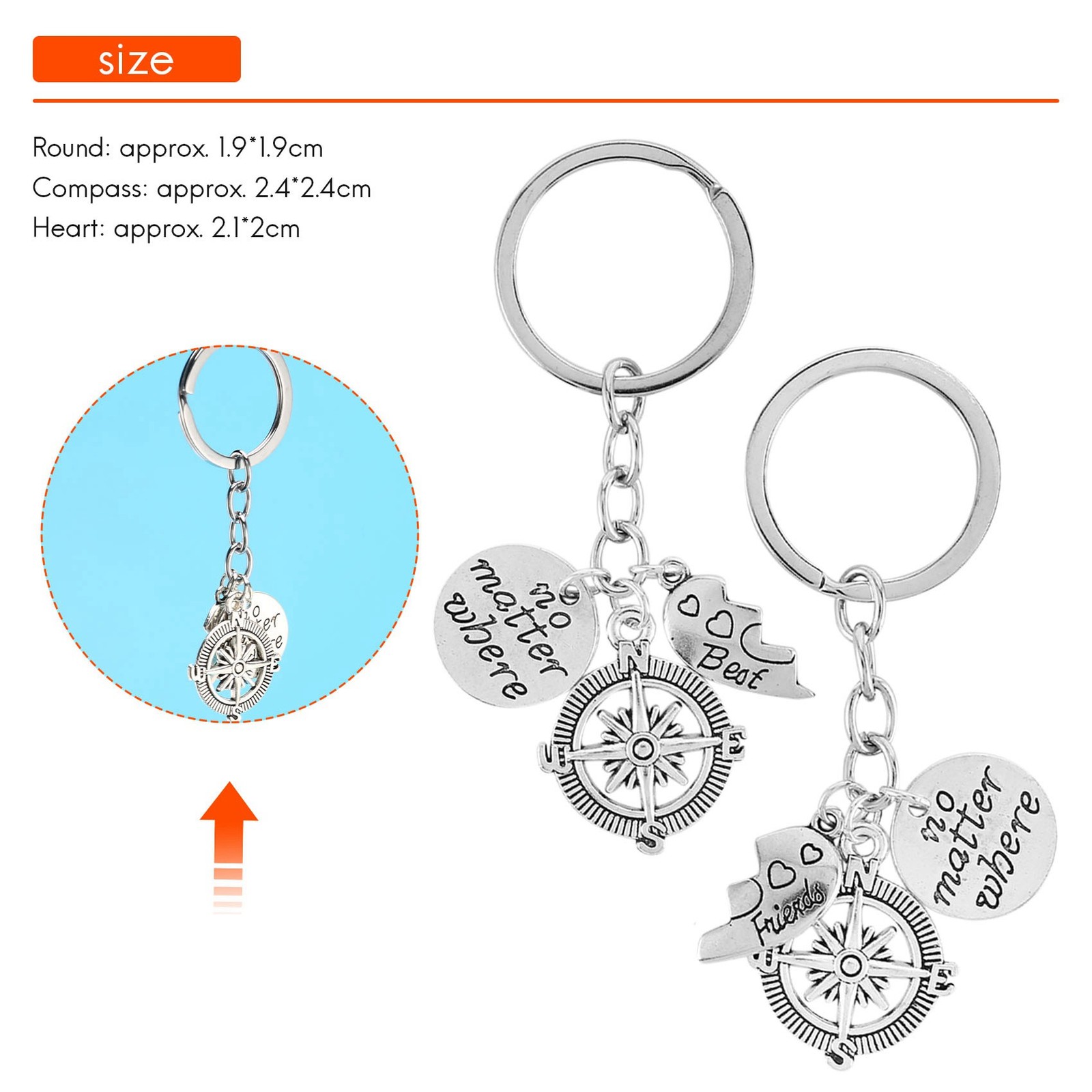 BBF keychains Friendship Love Gift Keyrings for Women (2pcs) H4Z4