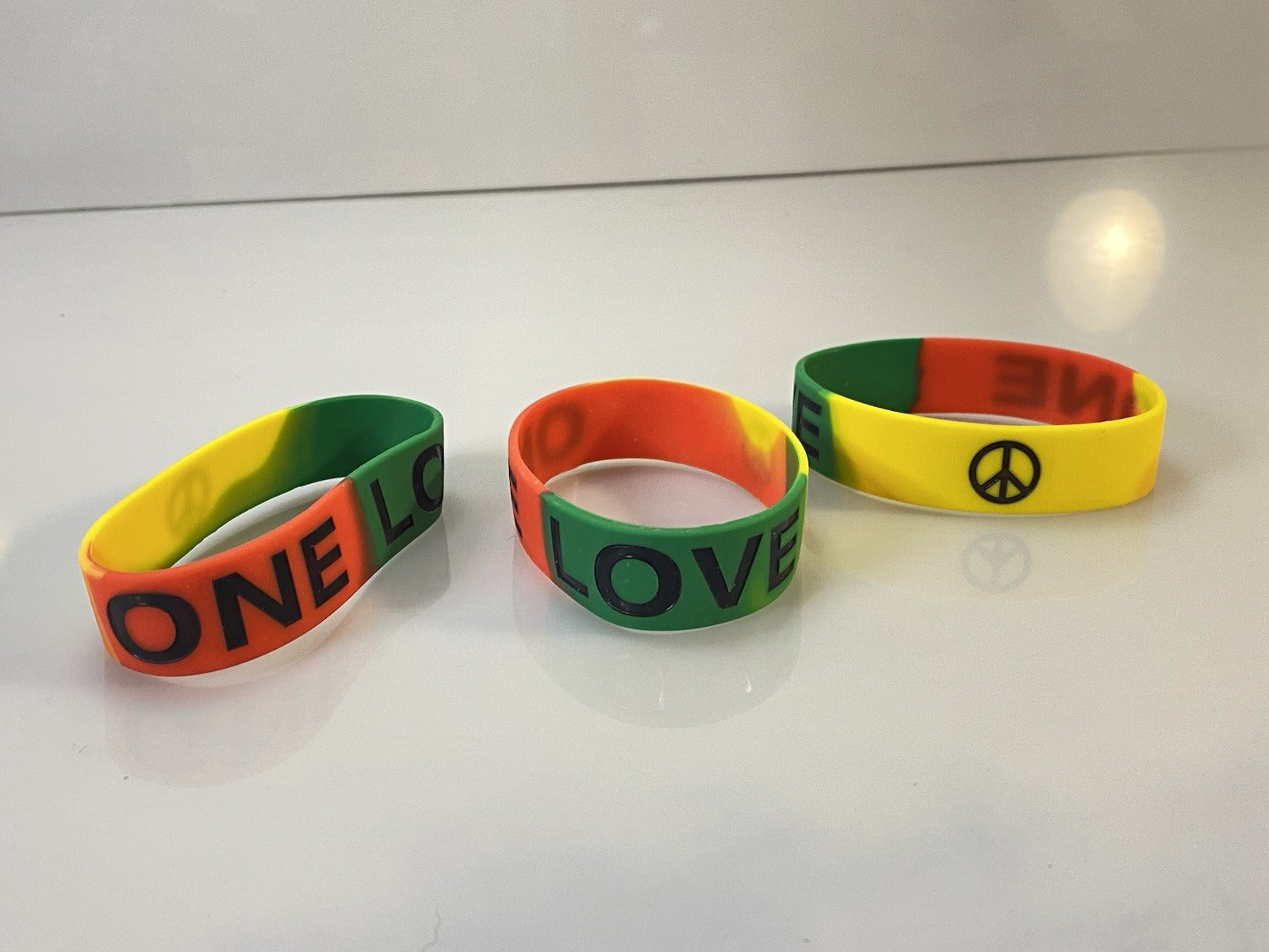 One Love ☮️ Multi Color Silicone Wristbands 48 Pack *New*