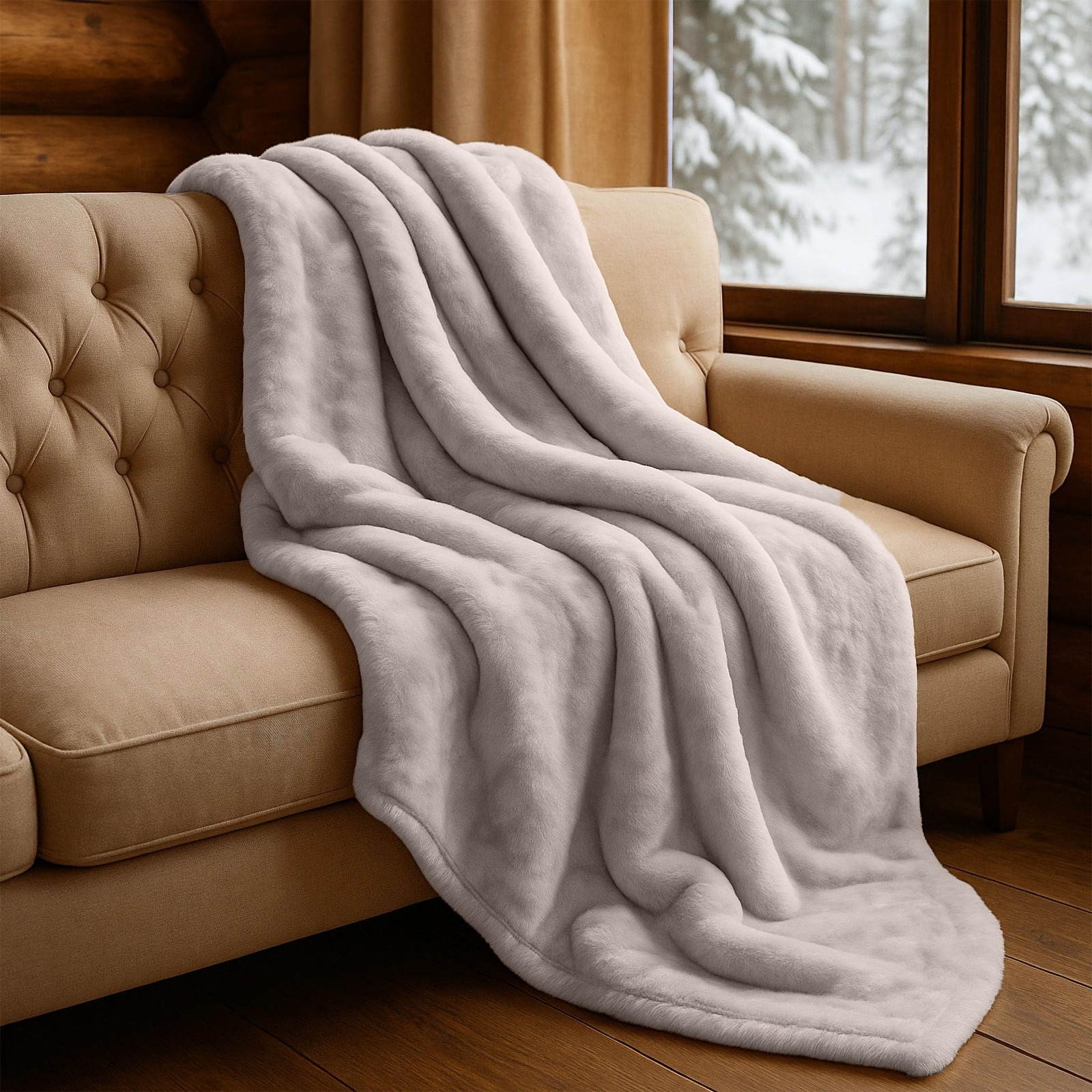 Bedford Home Faux Fur Throw Blanket – Oversized 91×81 Machine-Washable Beddin…