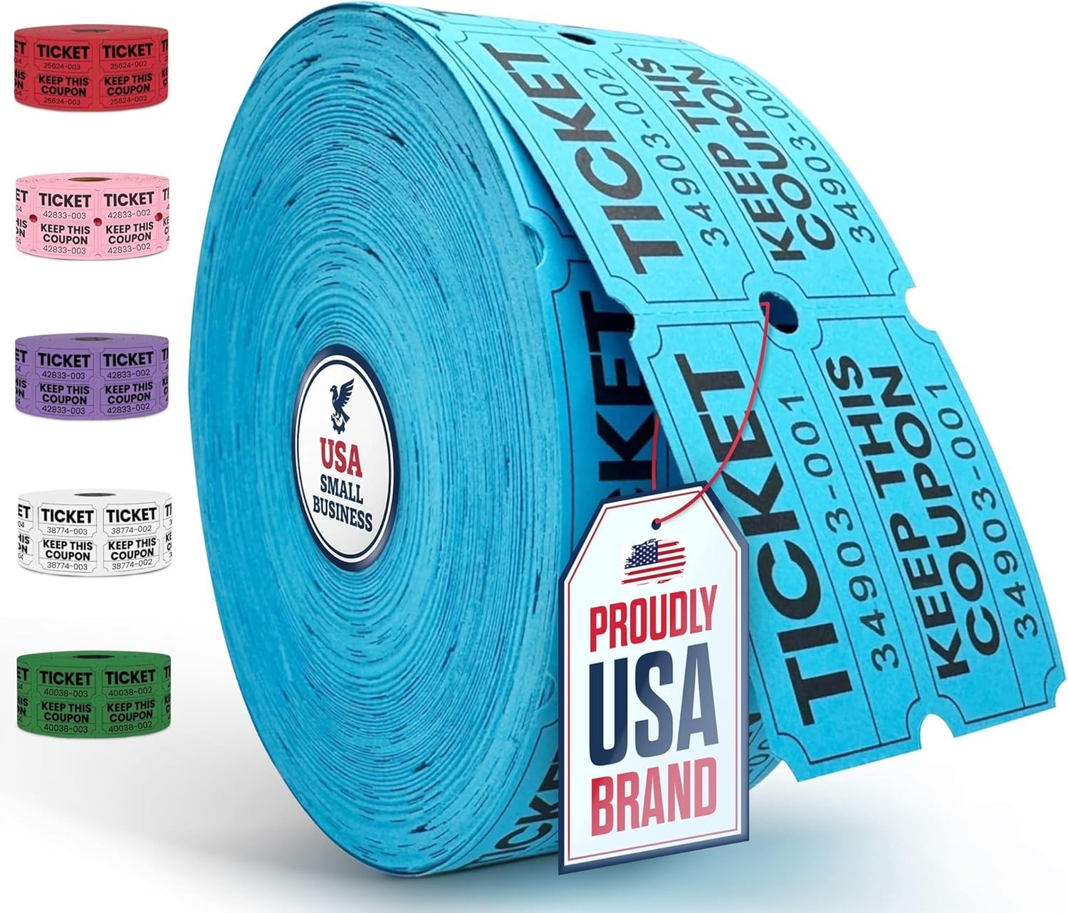 2000 Pcs 1000 Pairs Raffle Tickets Double Roll, 50/50 Blue Raffle Tickets for…