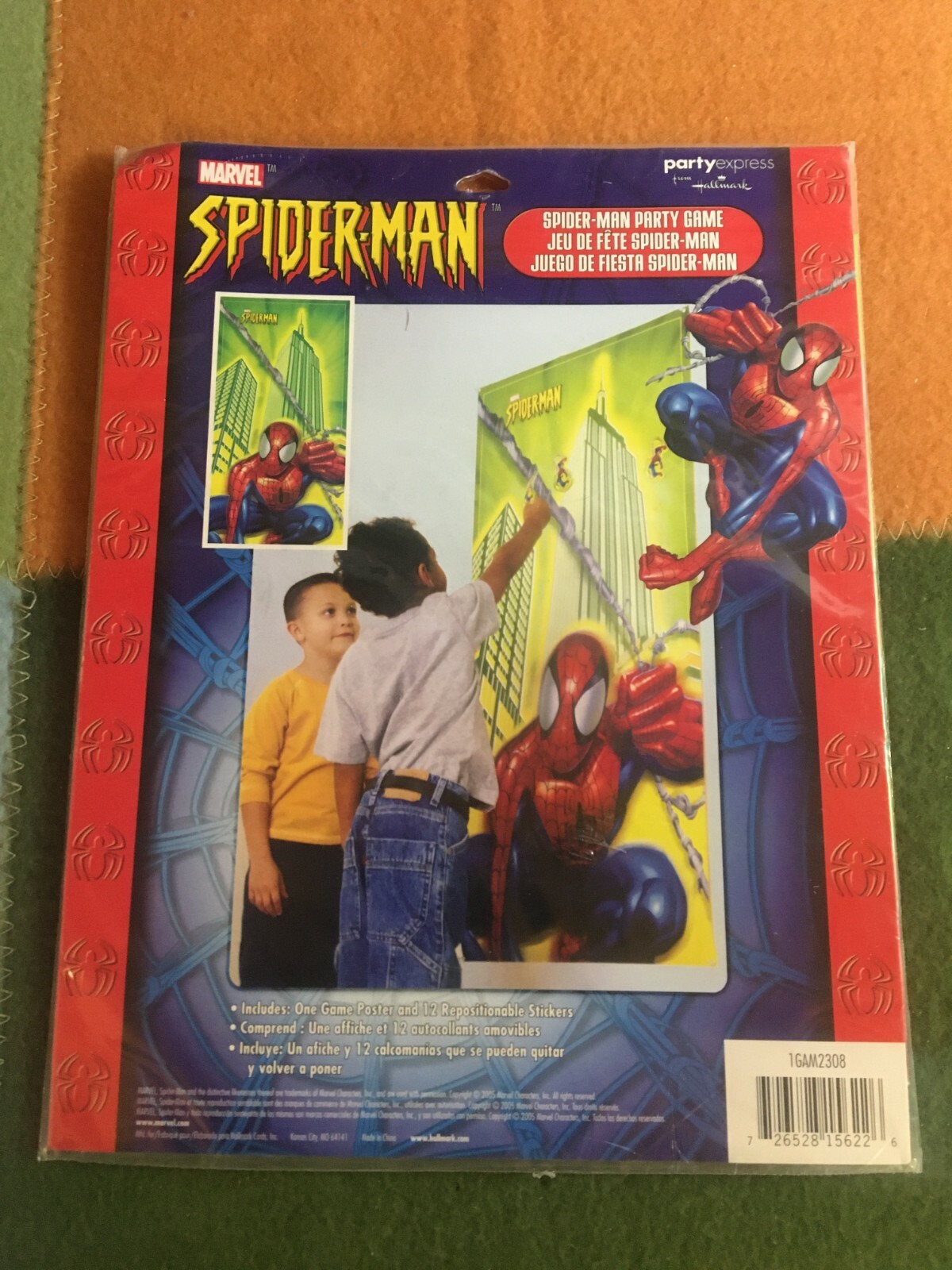 Hallmark Party Express Marvel Spiderman Party Game Birthday Supply Poster New
