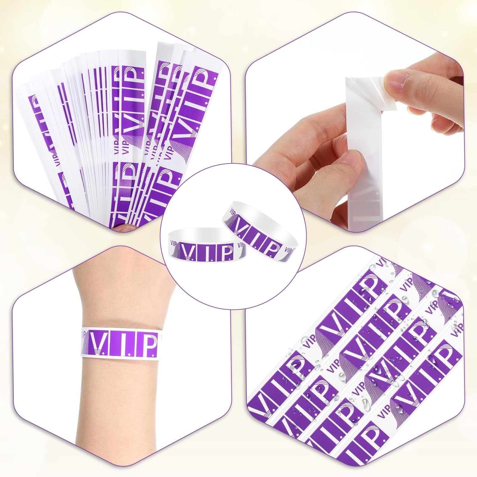 100 Pcs VIP Wristbands for Events Concert Club Amusement Park Party Bracelets