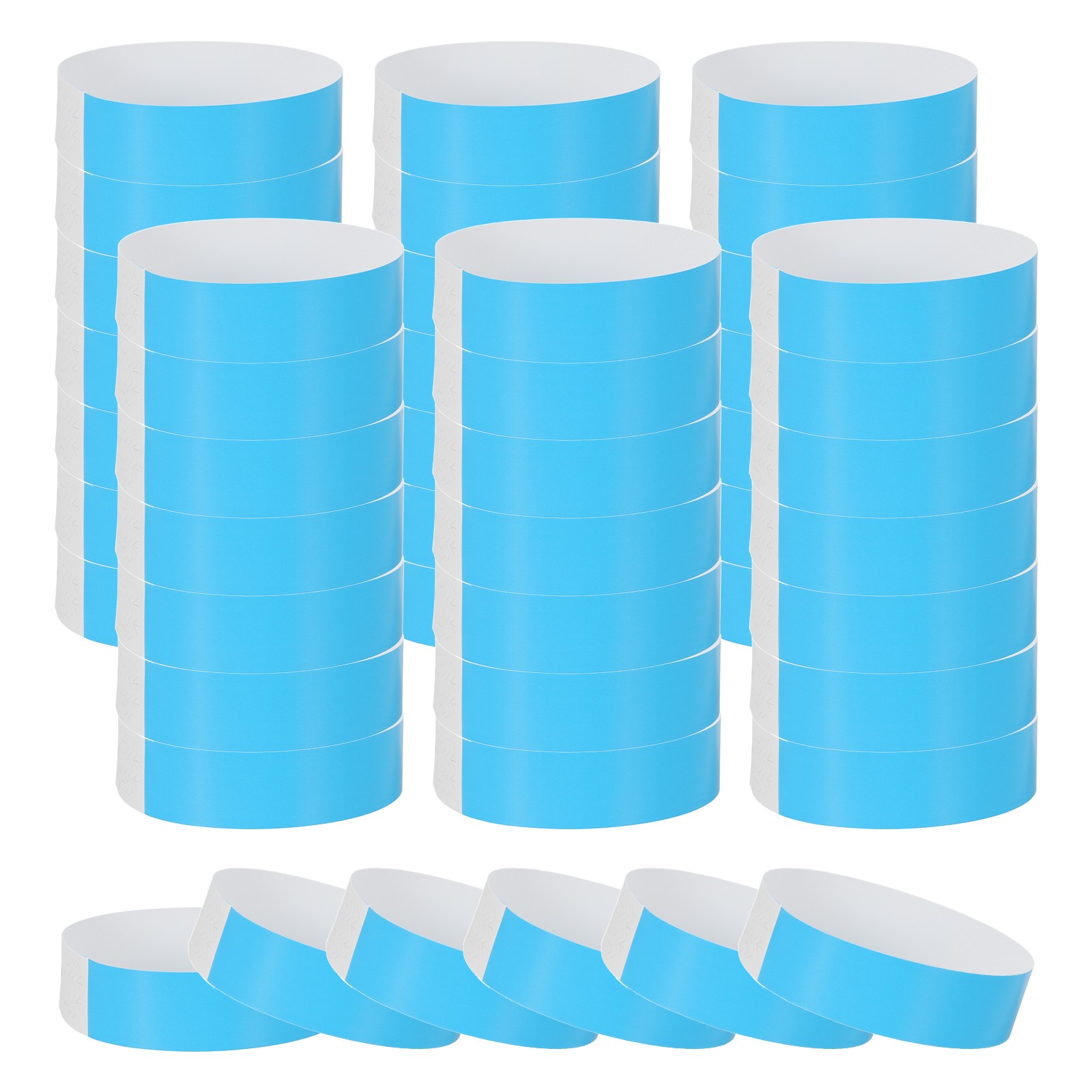 100Pcs Paper Wristbands for Events, Waterproof Hand Bands, Neon Blue