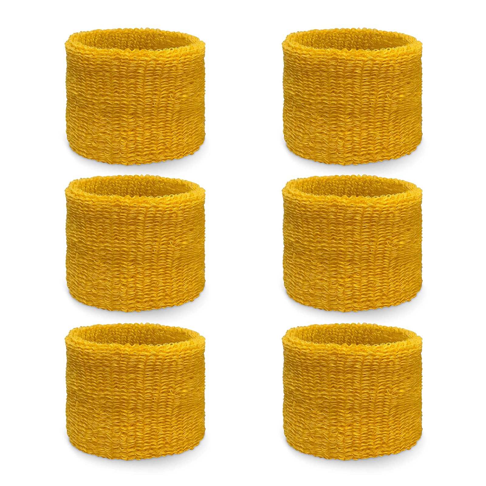 Couver Youth Athletic Sweat Wristbands (3 Pairs) – 2.5″ Thick Gold Yellow