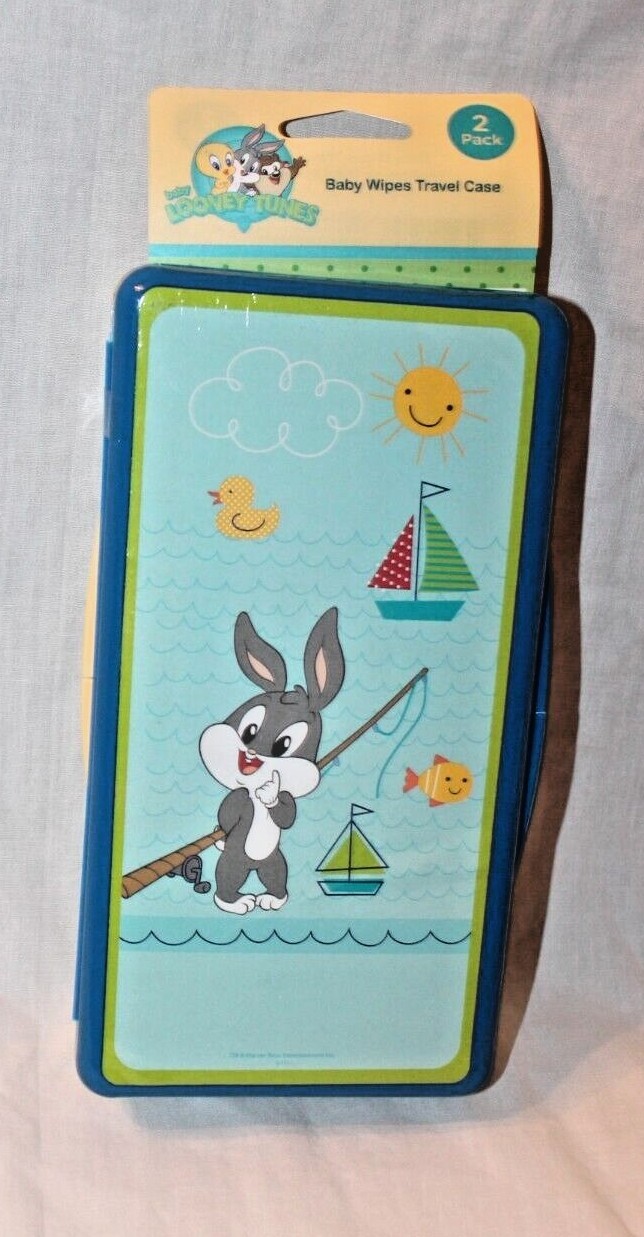 NEW 2- PACKAGE LOONEY TUNES BABY WIPES TRAVEL BLUE CASE