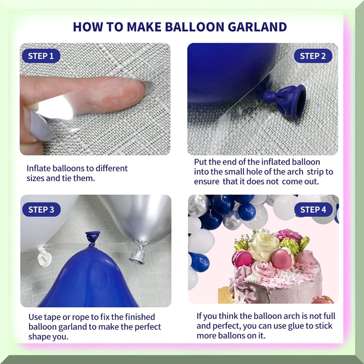 Navy Blue Silver Balloon Garland Kit for Graduation