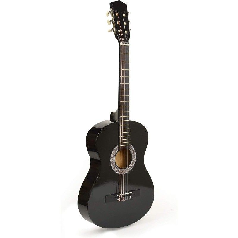 30″ Wood Guitar with Case and Accessories for Kids/Girls/Boys/Beginners (Black)