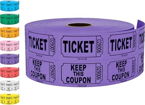 1000 Raffle Tickets, Purple 1 of 8 Colors, Double Roll, Ticket for Events, En…