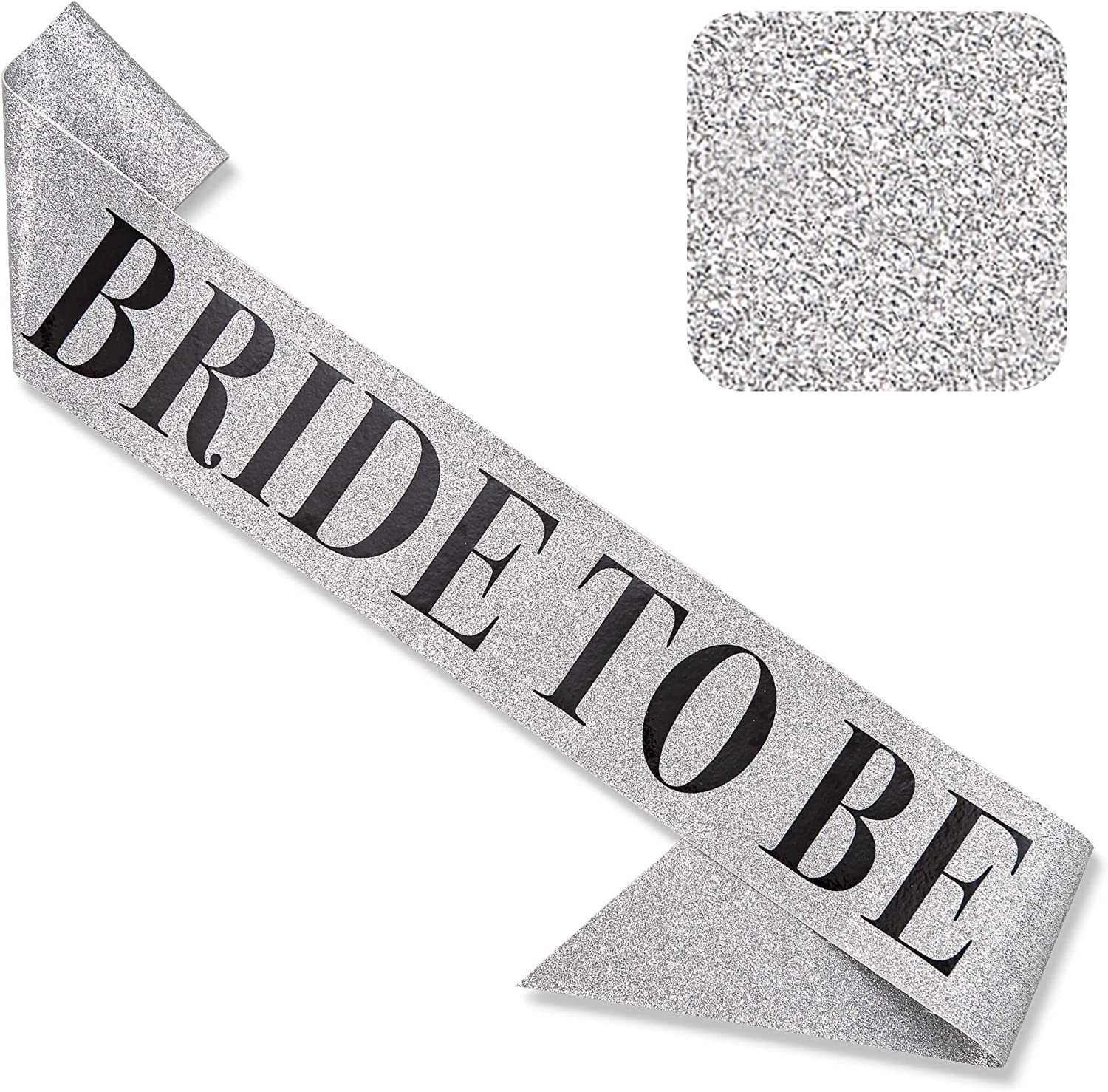 ‘Bride to Be’ Bachelorette Party Sash – Bride to be Glitter Silver w/ Black Foil