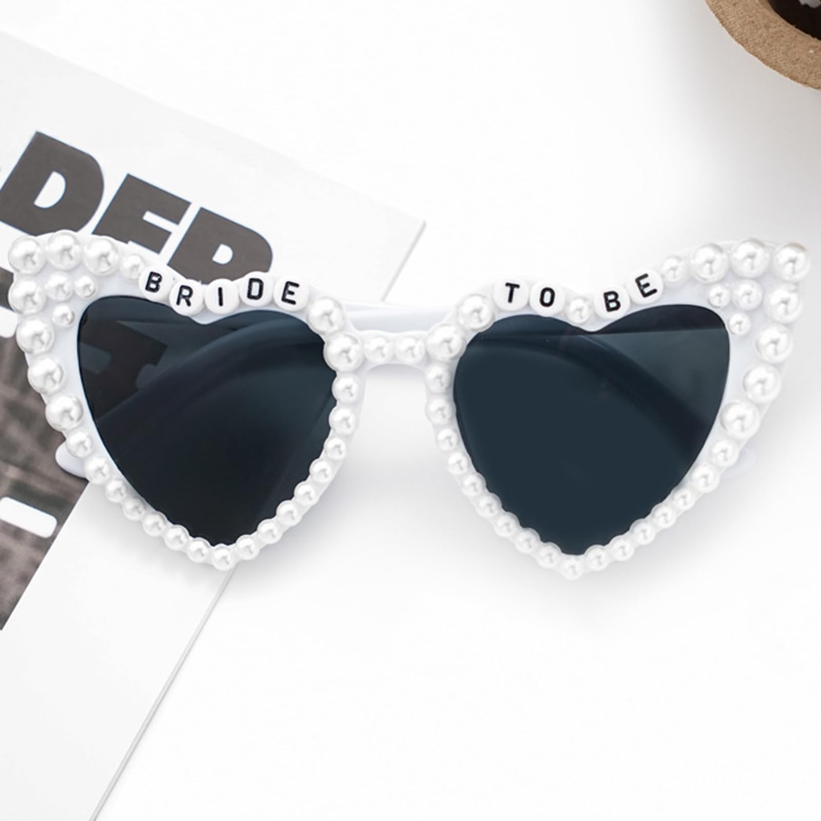 Bachelorette Party Accessories Set – Bride to Be Sash, Heart Sunglasses, Pearl B