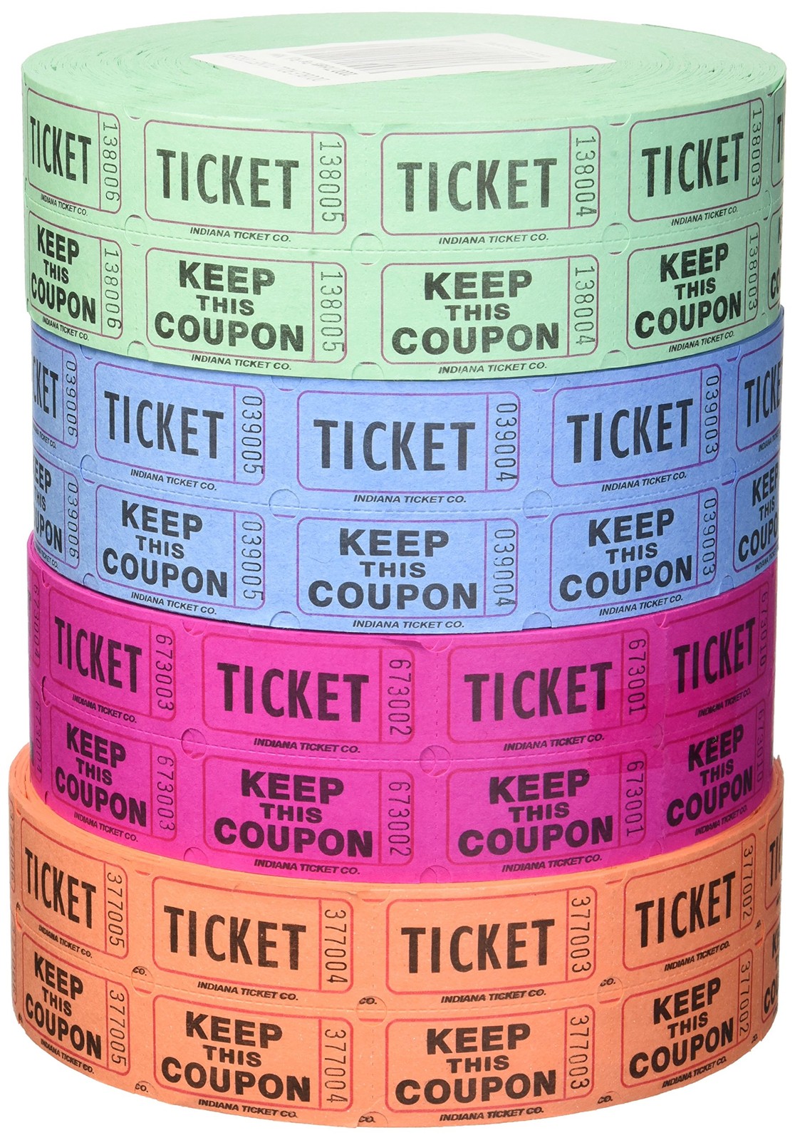 Indiana Ticket Company 56759 Raffle Tickets, (4 Rolls of 2000 Double Tickets)…