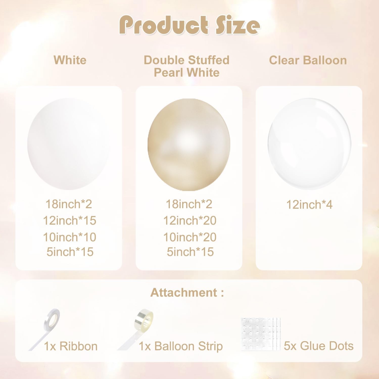 White Balloon Arch Garland Kit 103Pcs Double Stuffed Pearl White Clear Balloo…