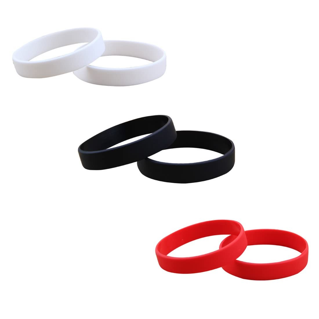 12 Pcs Rubber Bracelets for Men Women, Stretch Medium, Black, White, Red