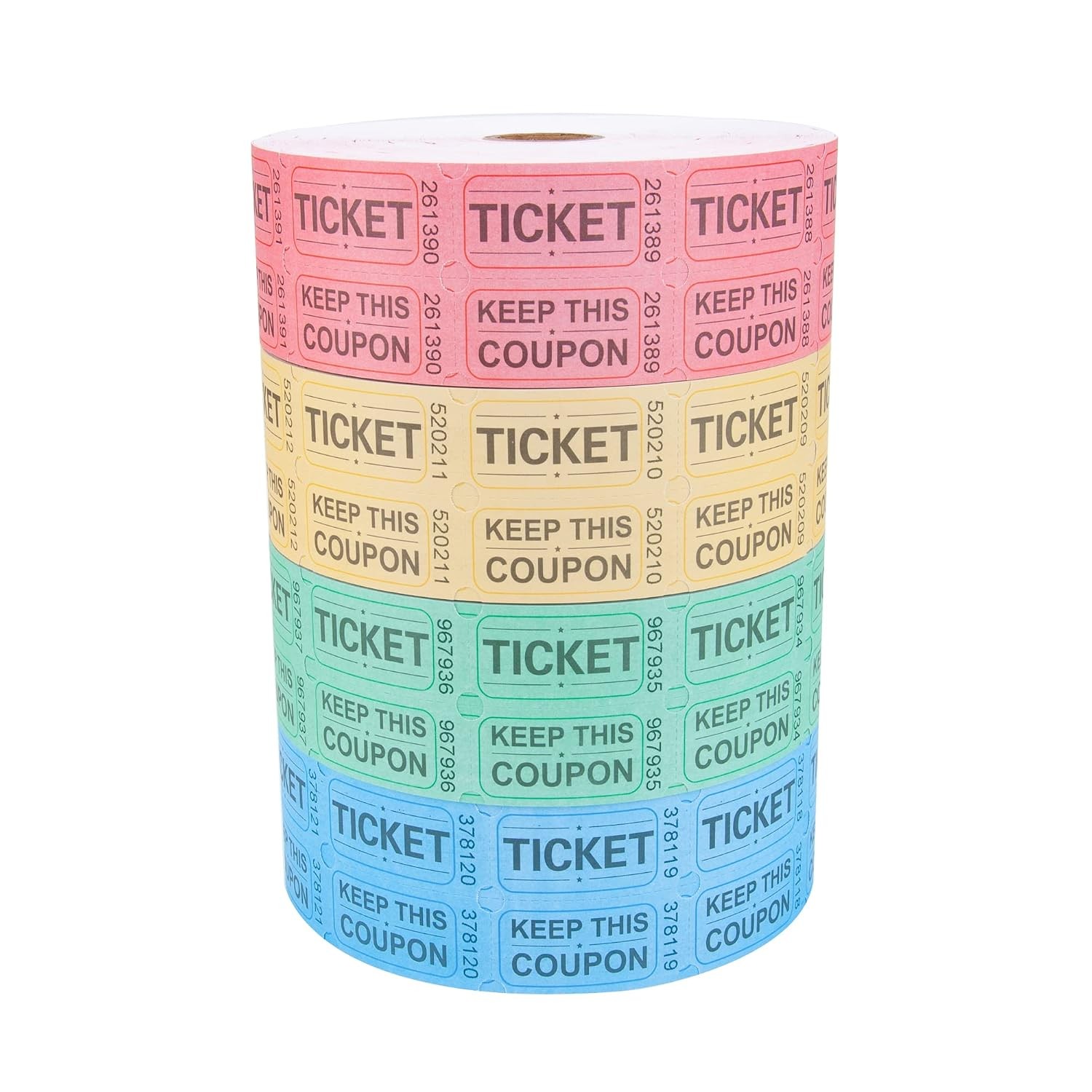 Assorted Double Raffle Tickets Color Printables 8000 Rolls 4 Colors Printab