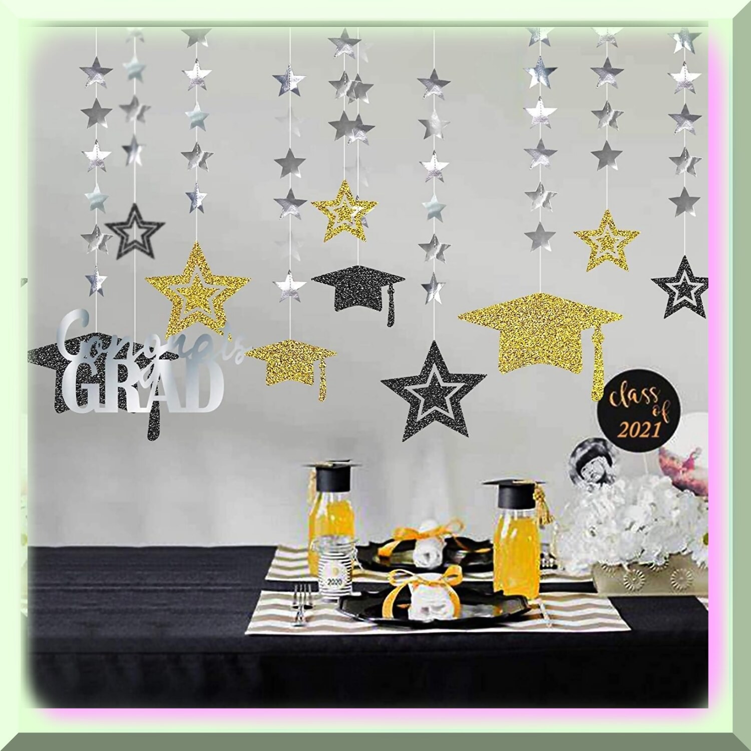 Starry Night Graduation Party Decorations Banner and Garland Set