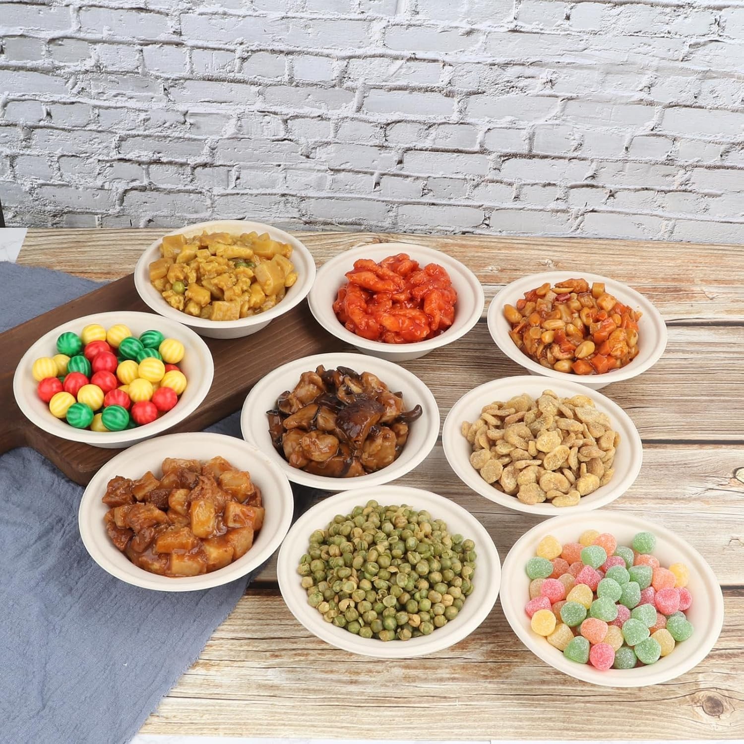12 oz Round Disposable salad bowls W/ lids Sugarcane Fiber Paper Bowls Plant