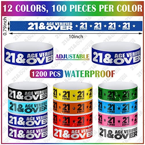 1200 Pcs Over 21 Paper Wristbands Events Wristbands Colored Waterproof Paper