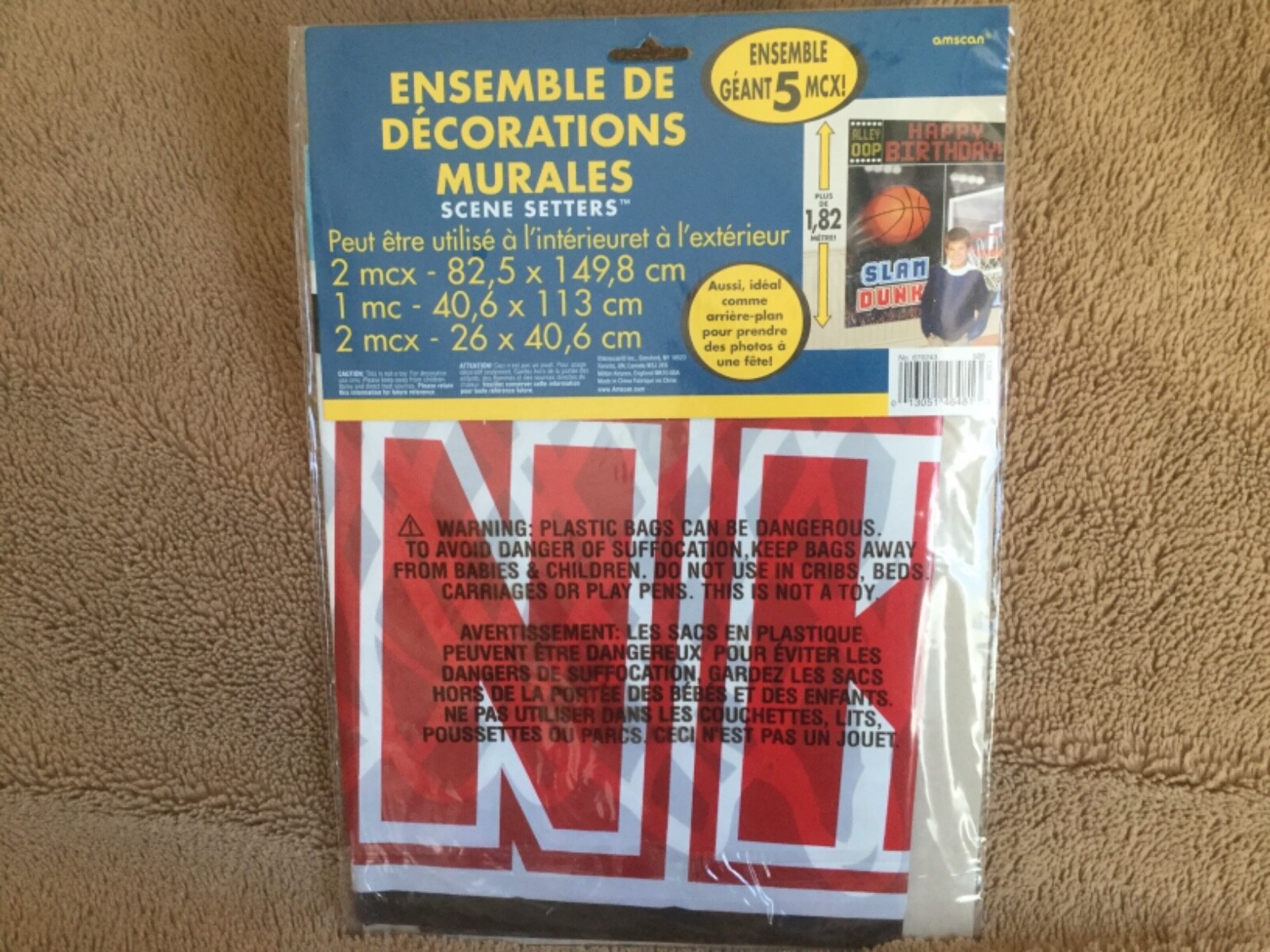 Basketball March madness wall decorating kit birthday party sign 5 pcs over 6ft.