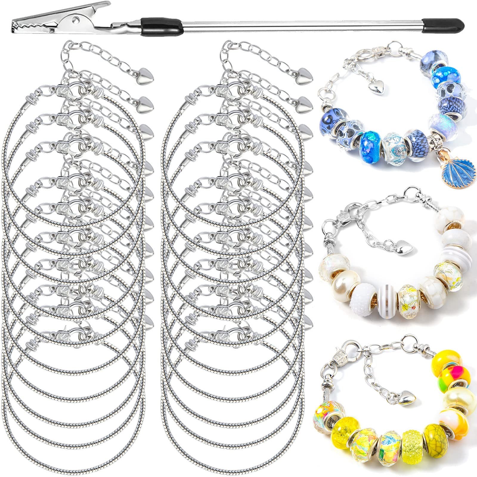 20 Pcs 7.87 Inch Snake Chain Charm Bracelets Adjustable Snake Charm Bracelet …