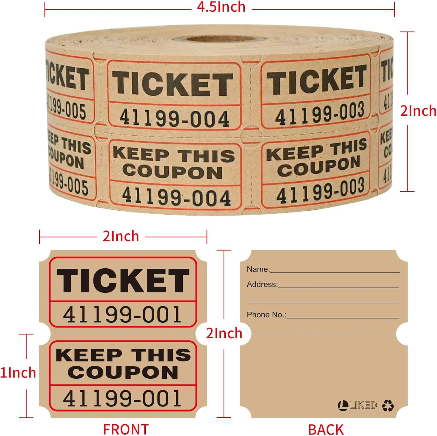 Raffle Tickets Double Rolls 1000 Per Roll 50/50 Raffle Tickets for Events,Car…