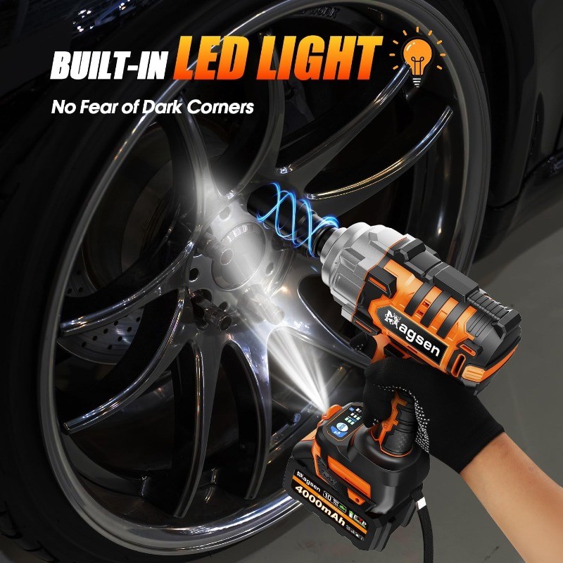 Cordless Impact Wrench, 900Ft-lbs (1200N.m) High Torque Brushless Impact Gun