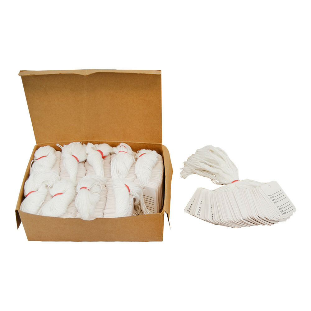 WHITE 1000 PCS Small Perforated Strung Hang Tags WITH STRING Coupon Price Paper