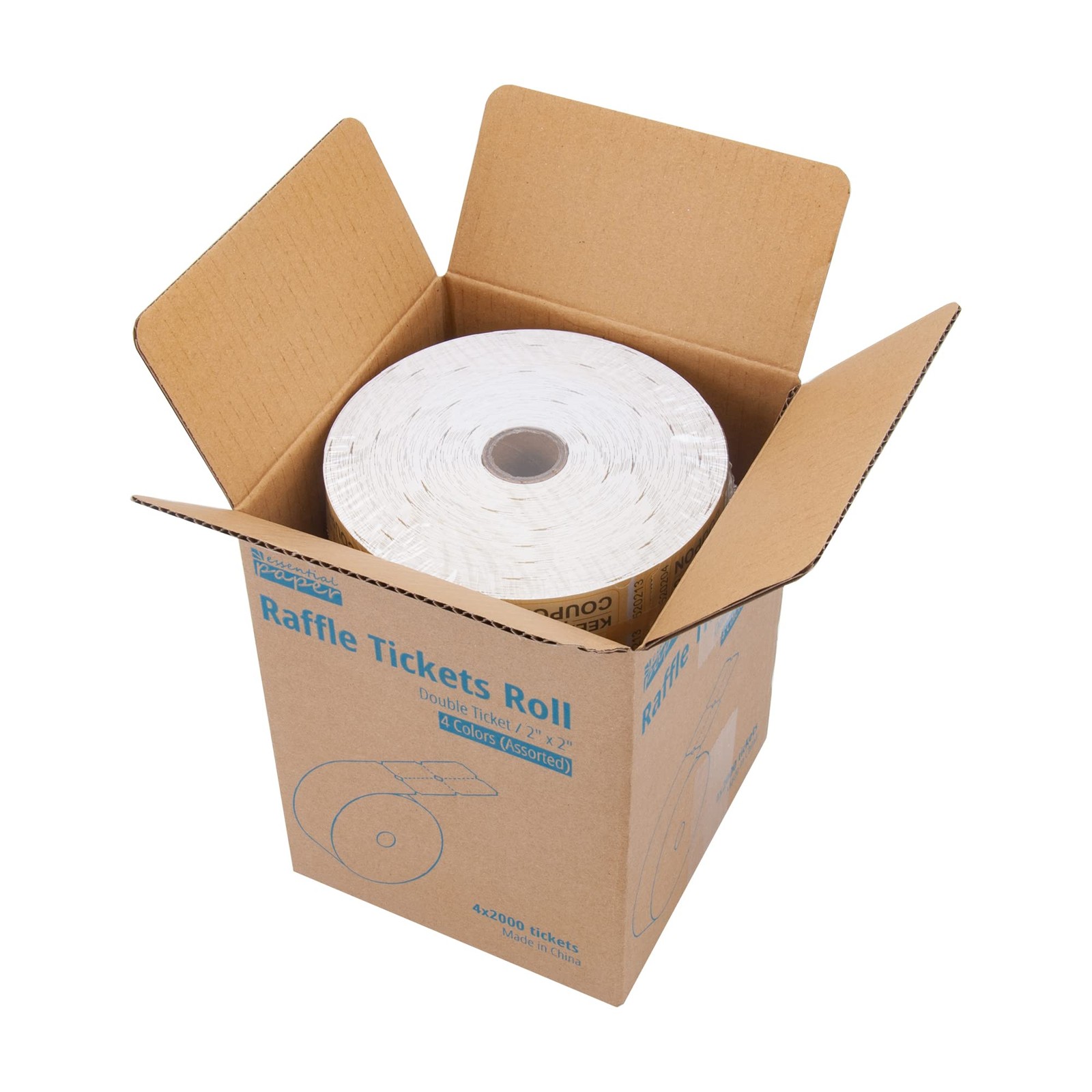 8000 Assorted Raffle Ticket Rolls, Double Raffle Tickets Set of 4 Colors Prin…