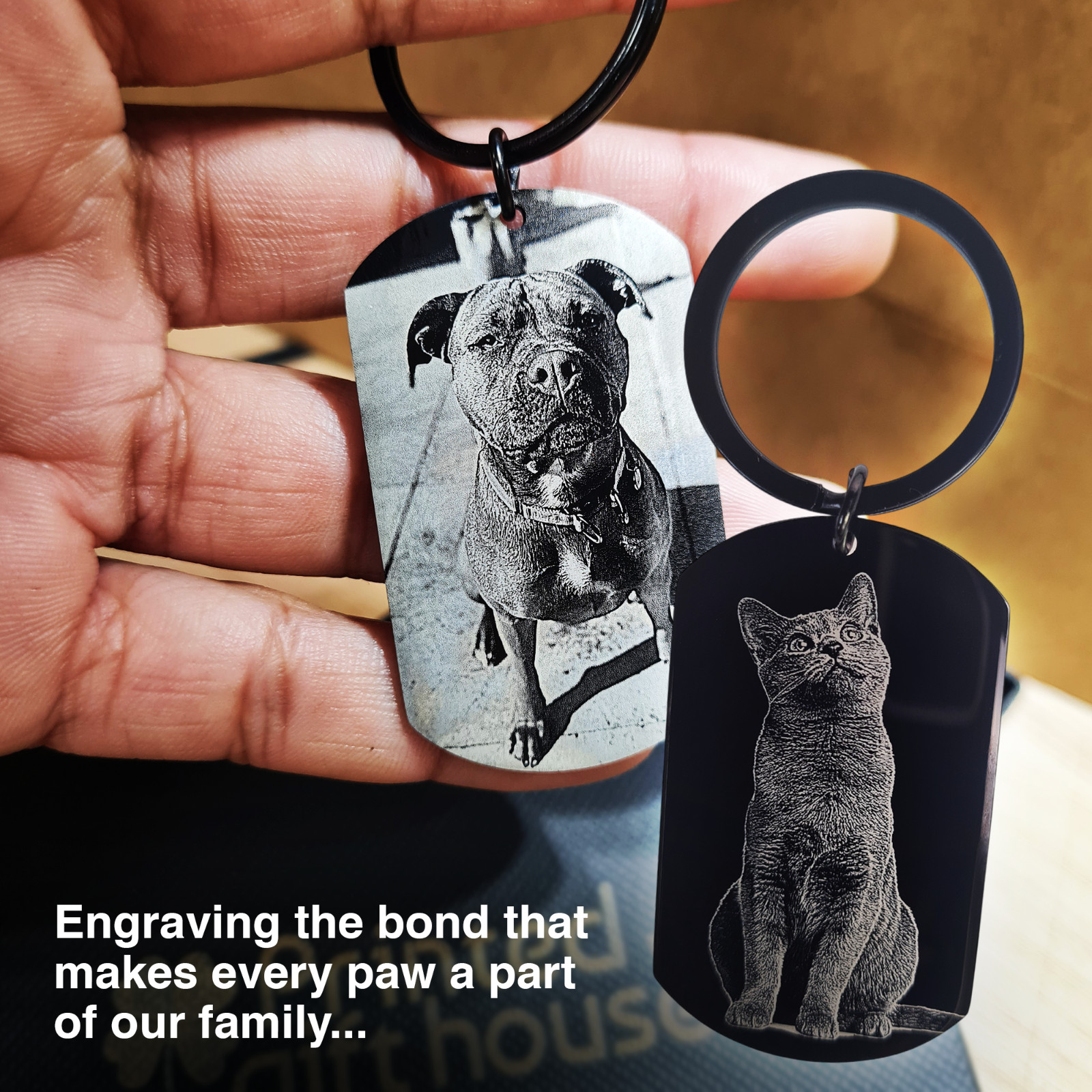 Personalised Engraved Keyring, Custom Photo Keychain Gift For Mum, Dad, Him, Her