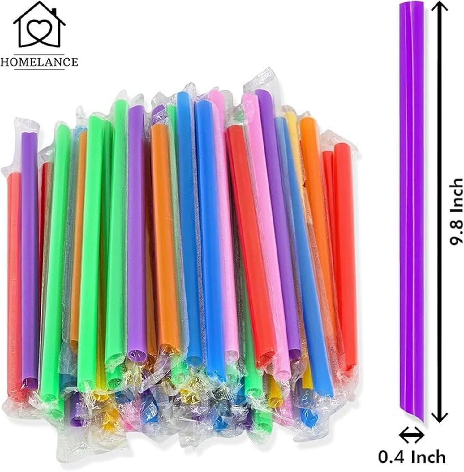 400 Pcs Multi Colors Jumbo Smoothie Straws Disposable Milkshake Straws Jumbo,…