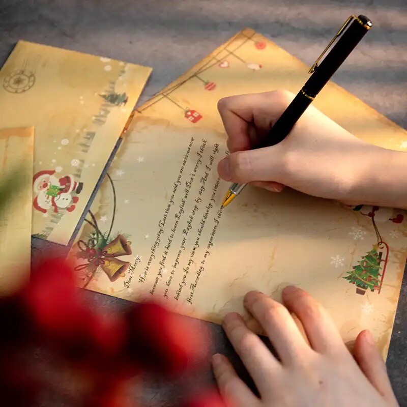 37pc Christmas Kids Craft Set Santa Letter Papers Envelopes Stickers Decorations
