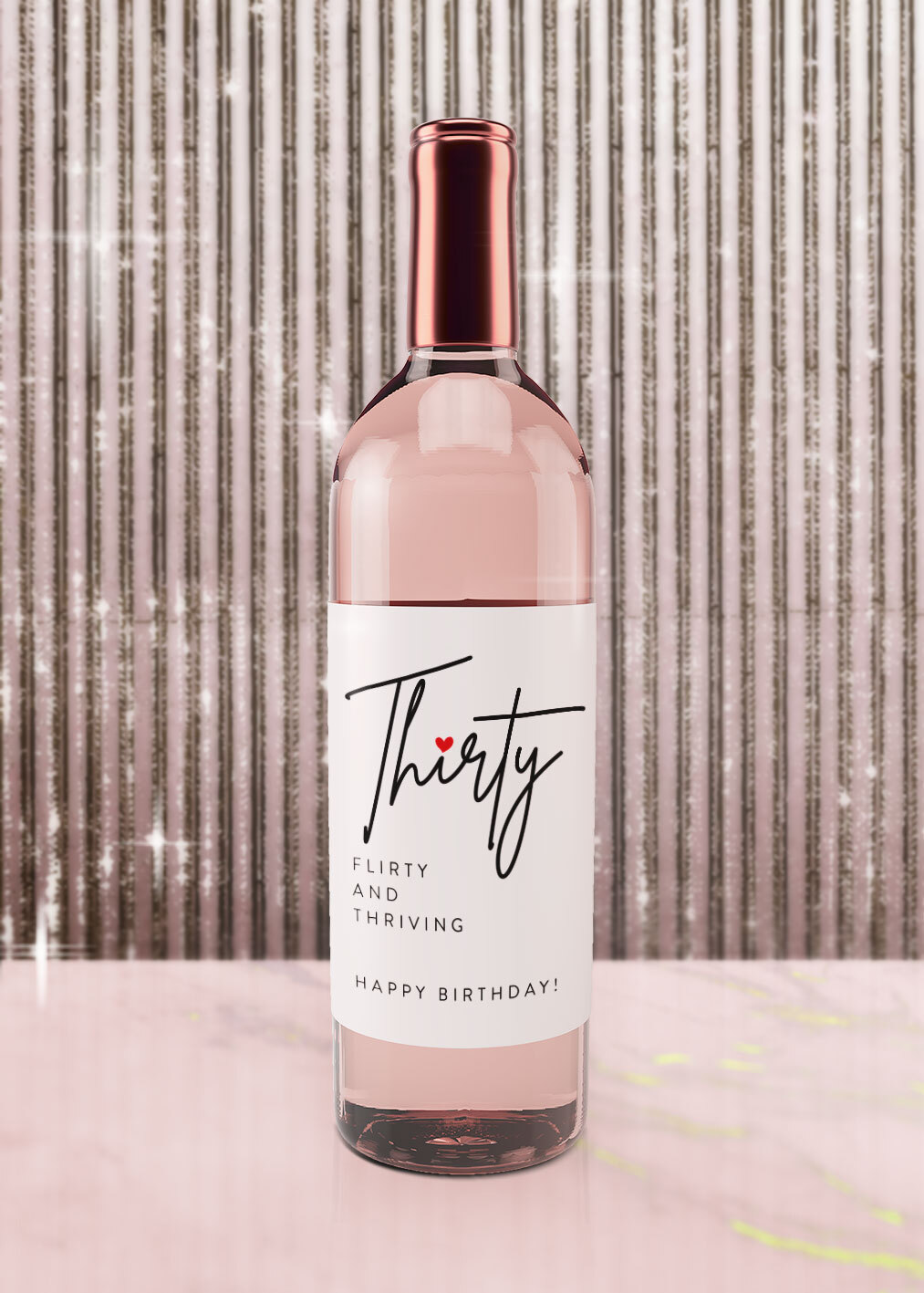Thirty Flirty Birthday Wine Champagne Label Sticker | Funny Party Gift