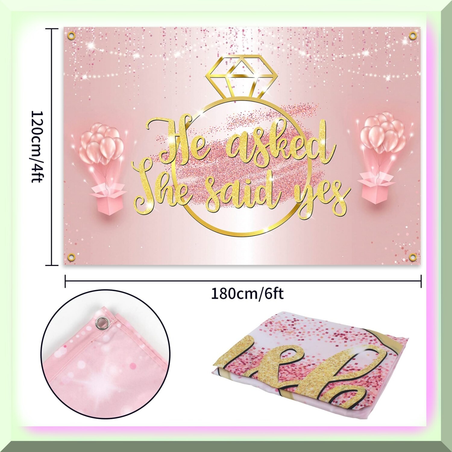 Pink Wedding Engagement Backdrop 6x4ft Polyester Fabric
