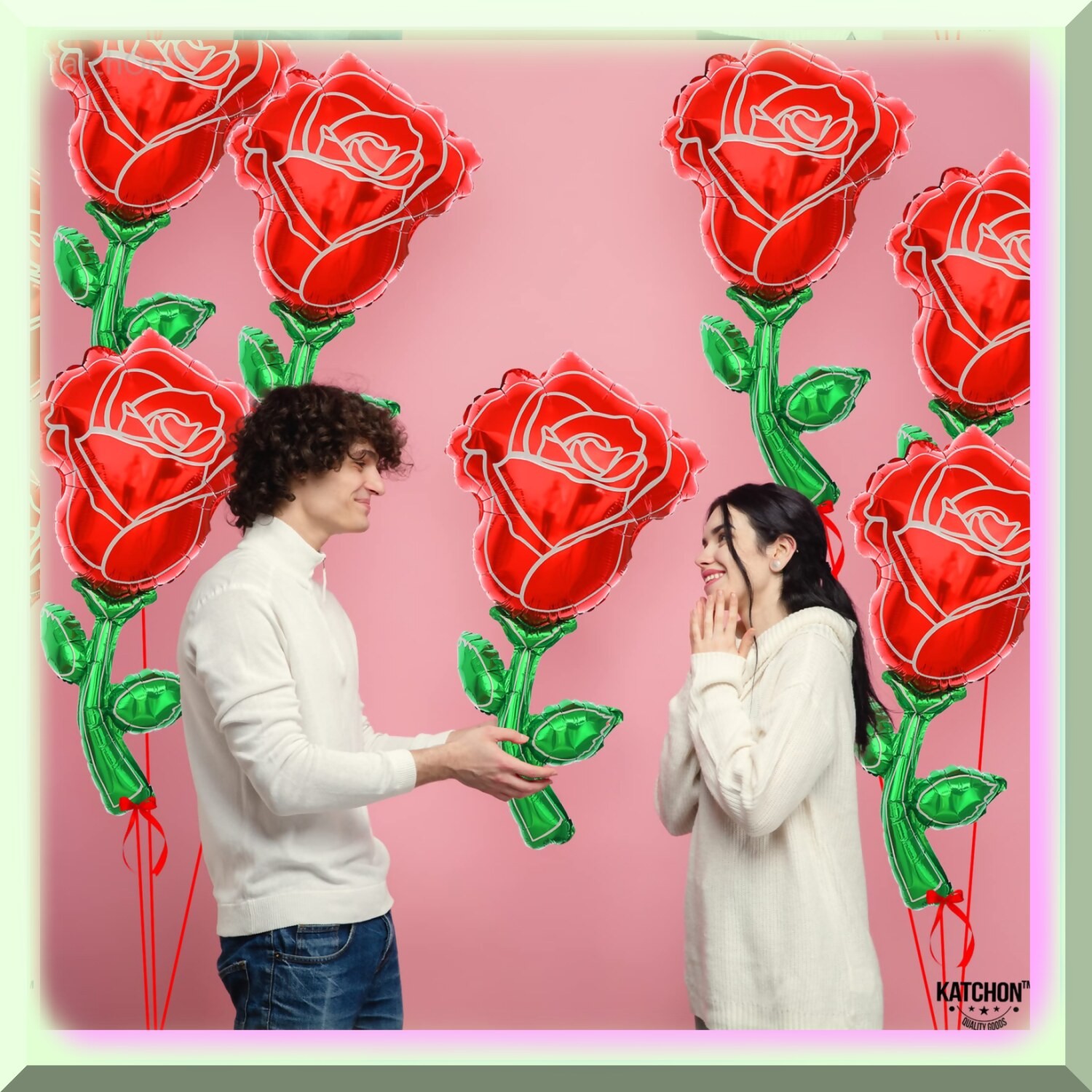 Valentine’s Day Red Rose Balloons 6 Large