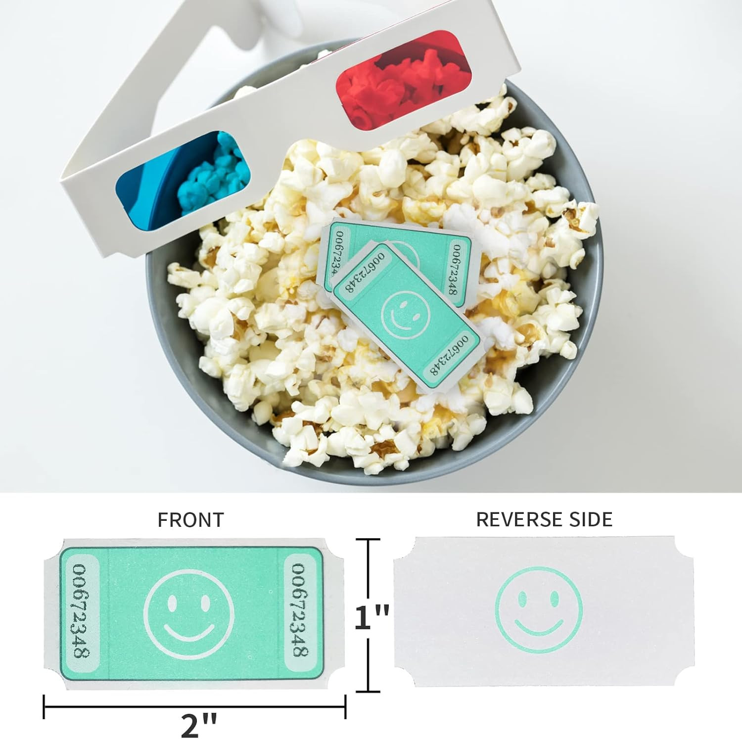 Smile Raffle Tickets – Single Roll, 1000 Tickets Each, Size 1 x 2 Inch – Green