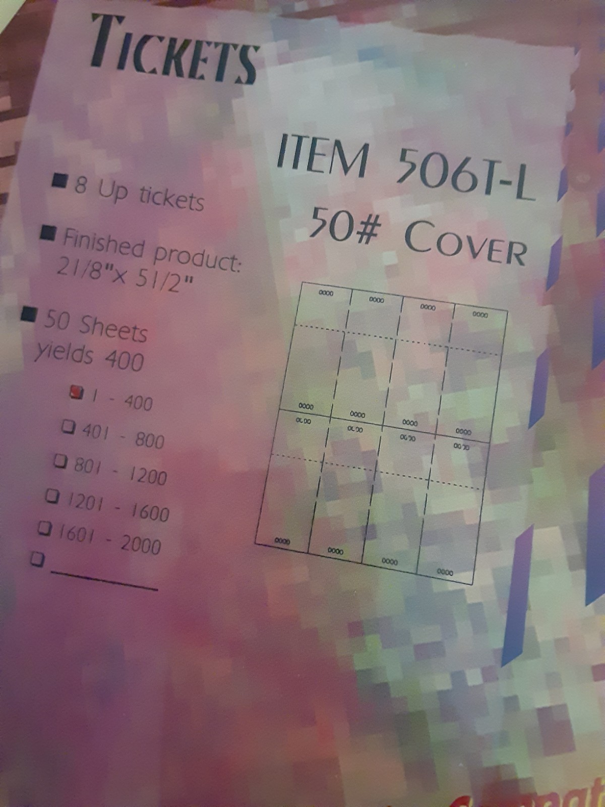 Printable Raffle and Event Tickets (Numbered) – 50 sheets/400 tickets! Free Ship
