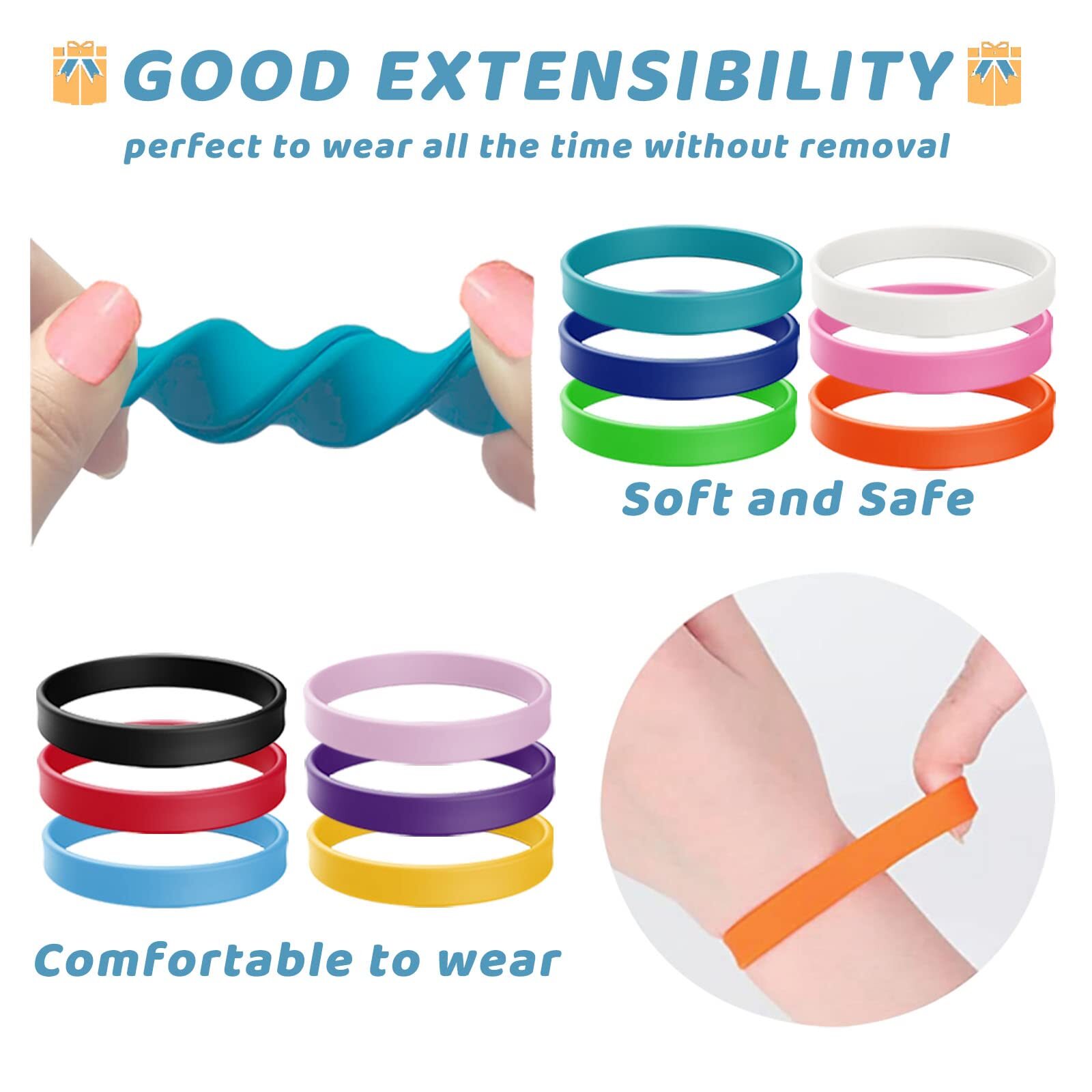 12 Pack Assorted Colors Silicone Wristbands Rubber Bracelets for Sports Game