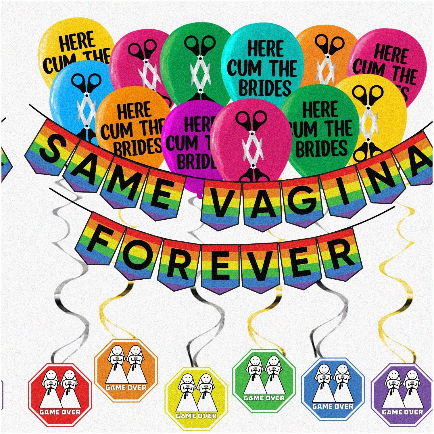 Rainbow Bachelorette Party Decorations Set
