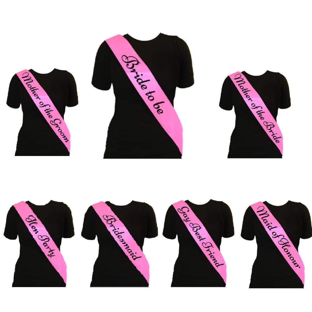 Pink Hen Night Party Sashes Bride To Be Bridesmaid Mother Of Maid Of Sash GIRLS