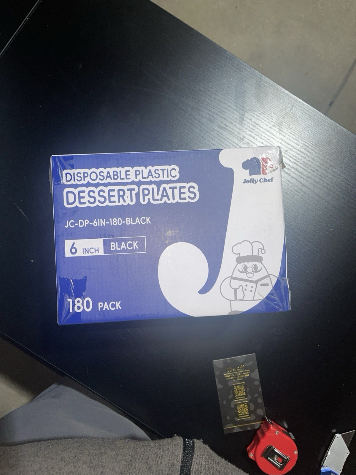 180 Count Plastic Dinner Plates, 6 Inch Black Plates for Holidays & Gatherings