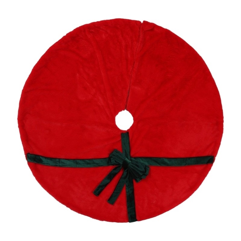 Soft Christmas Tree Skirt with Ribbon Trim for Indoor Holiday Display