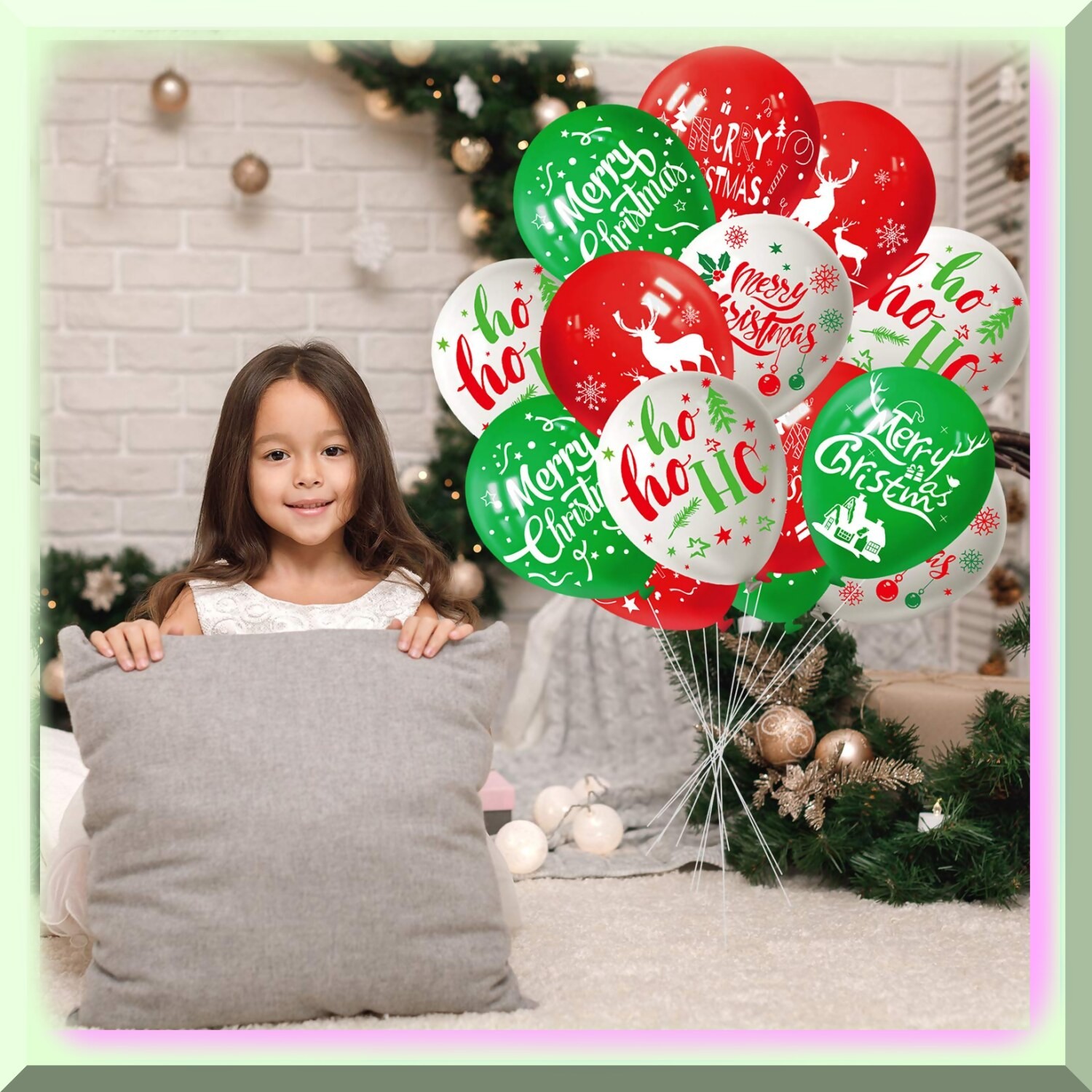 50 Latex Balloons 12 Inch Red White Green