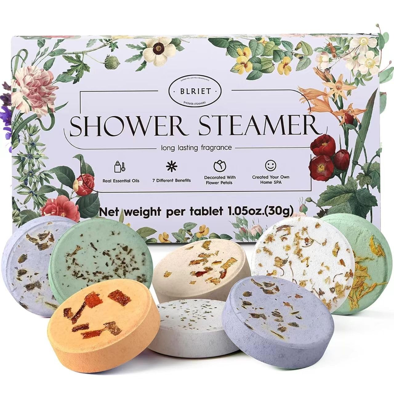 Shower Steamers Aromatherapy BLRIET 8 Pack Holiday Gifts for Women Birthday