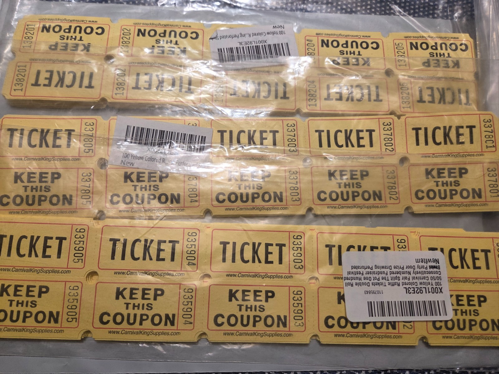 Raffle Tickets Qty 300 (3 x 100 Double Stub 50/50 Split the Pot Fund Coupons)