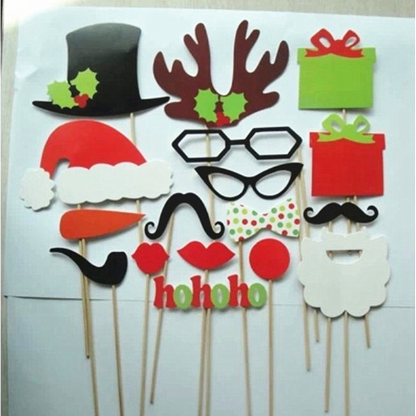 17PC Christmas XMAS Booth Santas hat beard paper Party Wedding Photograph PROP