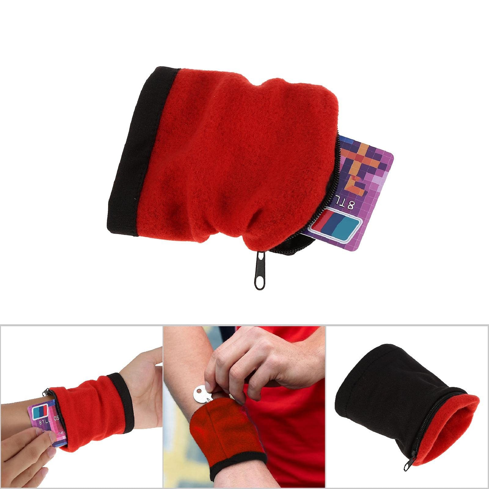 Wristband Wallet, Sports Thick Sweatband with Zipper Pocket for Running…
