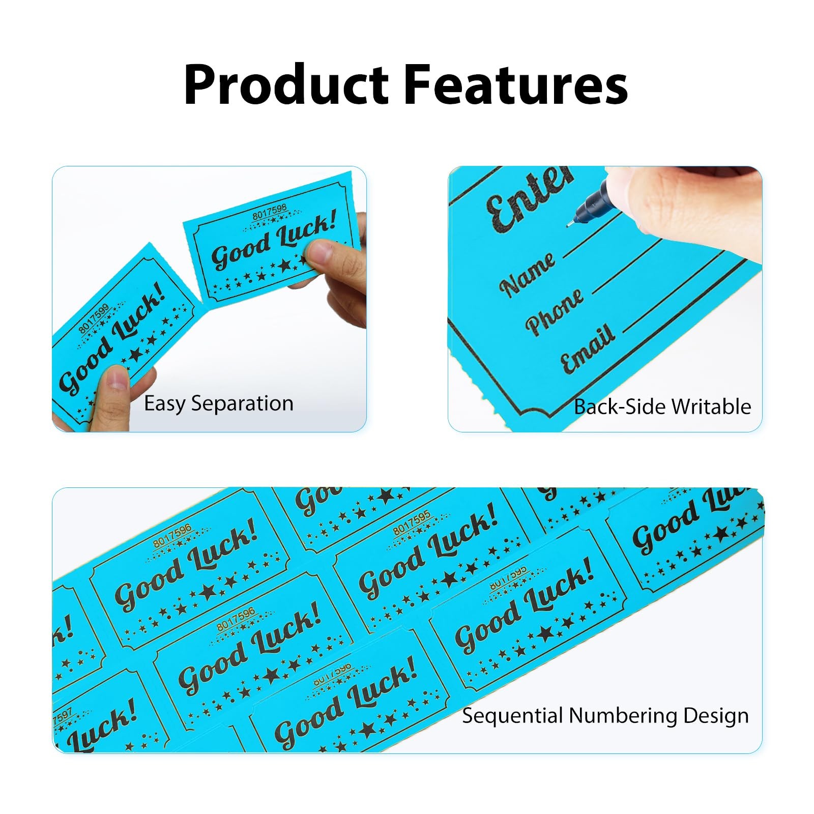 Large Raffle Tickets Good Luck Entry Cards Fundraiser Prize Events 600 PCS