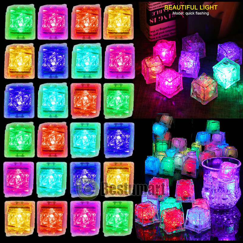 Reusable LED Light Up Ice Cubes Baby Kid Bath Glow Toy Shower Luminous Toy Decor