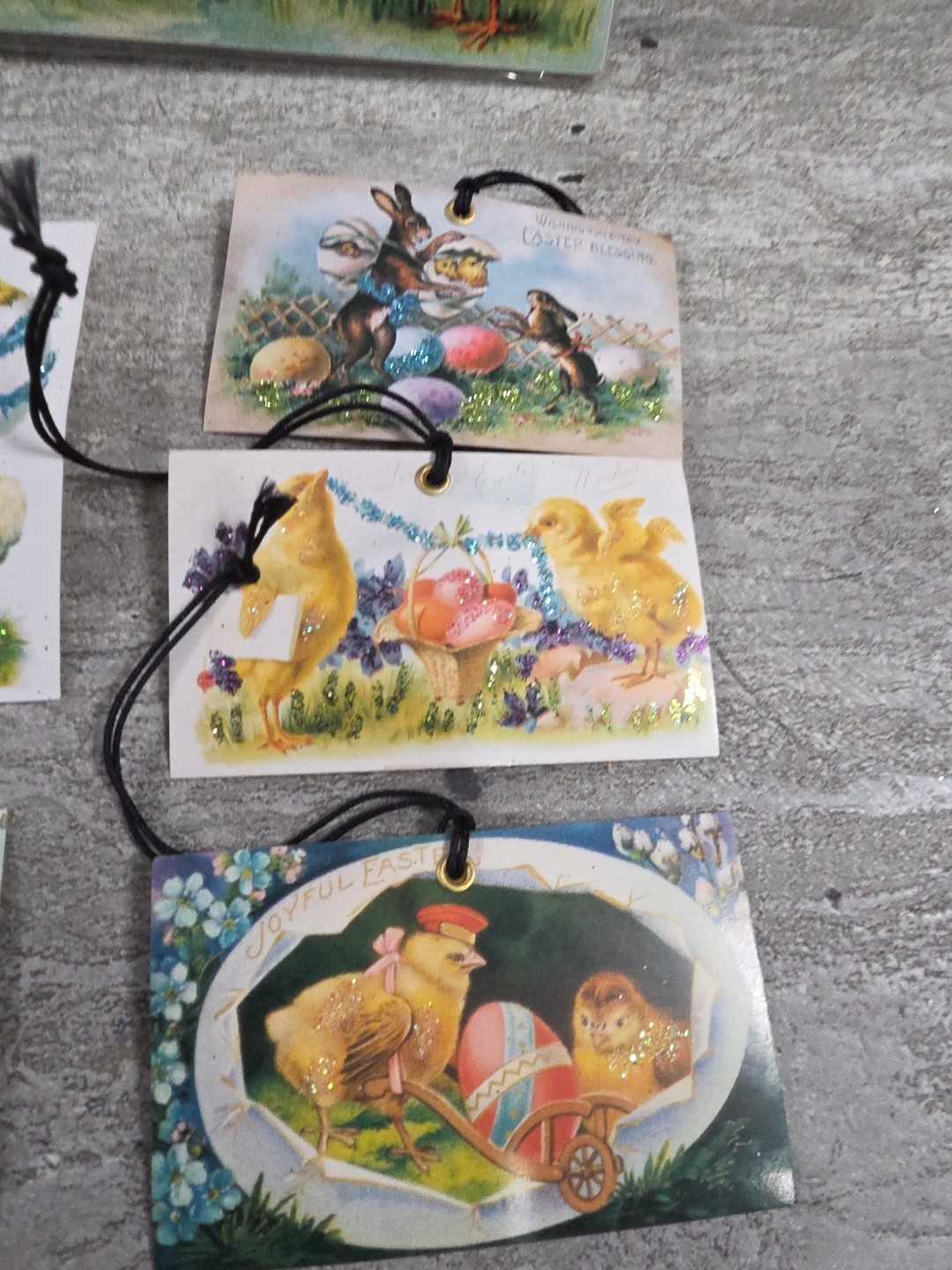 7 Easter Vintage Victorian Bunnies Eggs Cardstock Gift Hang Tags Wall Decor