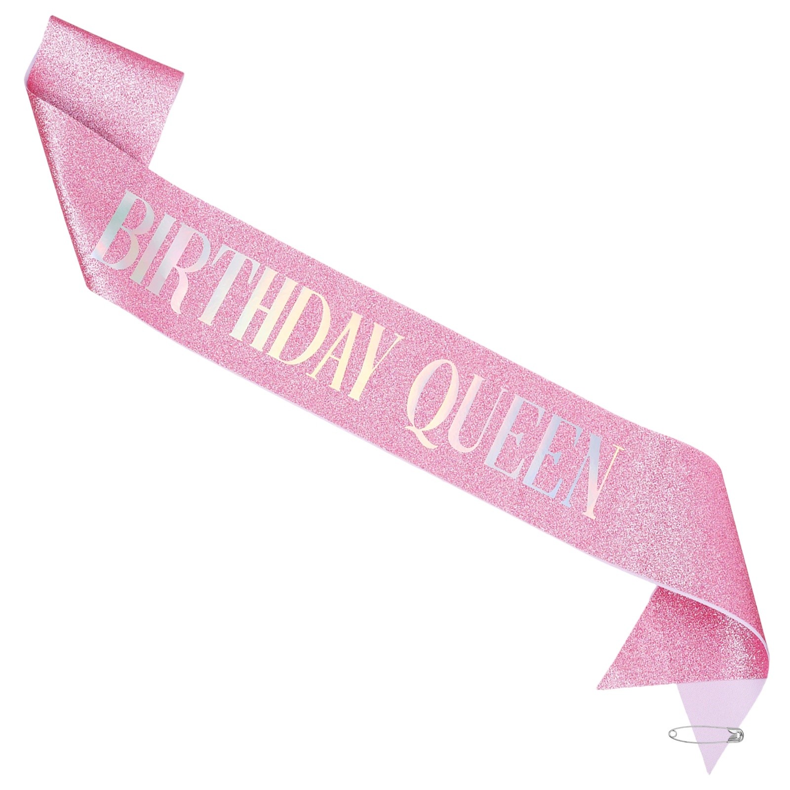 1-Pack Birthday Sash, Sequined Fabric Birthday Gifts [Pink Glow]