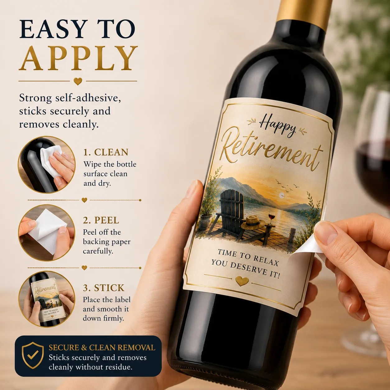 Personalised Retirement Bottle Label Sticker Custom Wine Gift Keepsake